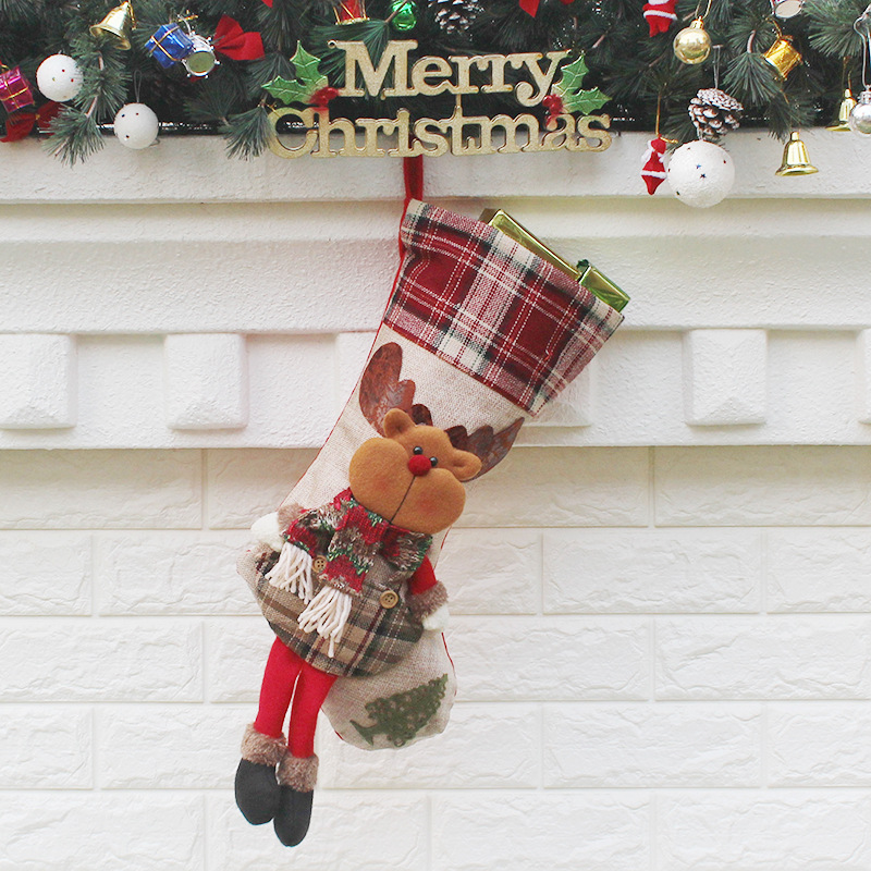 Hanging Christmas Decorations Candy Bags Santa Claus Christmas Socks Gift Bags Socks Christmas Stockings